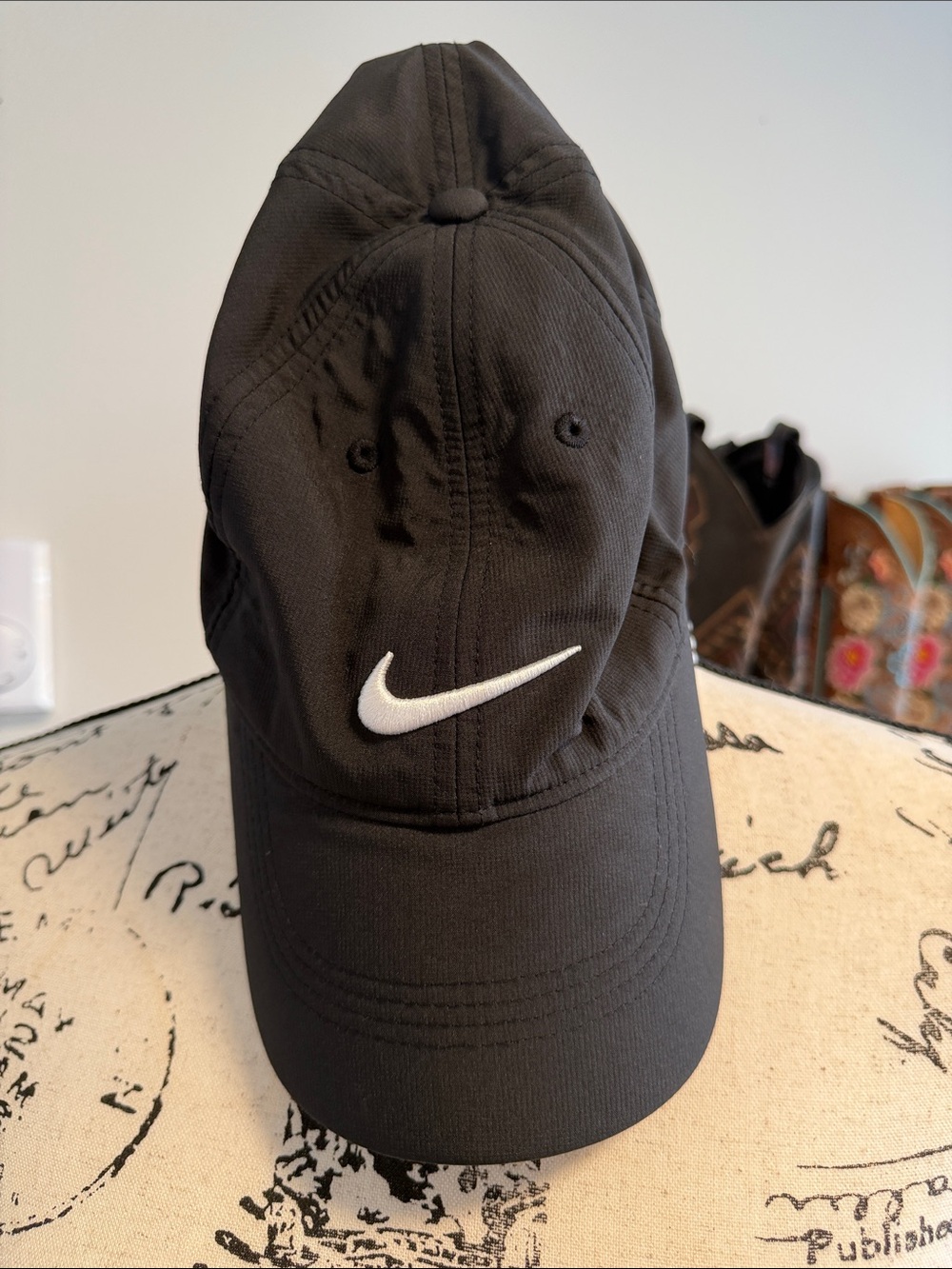 Nike Black Cap with White Swoosh Logo